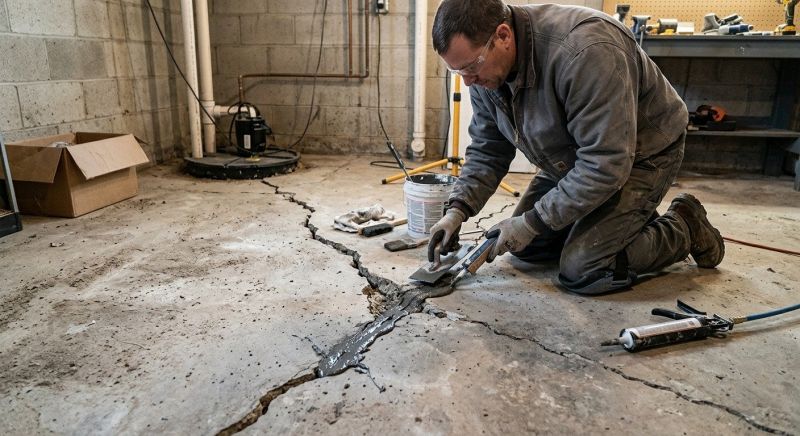 Cracked Basement Floor Repair in Holland, MI
